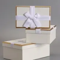 Набор подарочных коробок 3 в 1, прямоугольные, молочный, 23&times;16&times;9.5; 21&times;14&times;8; 19&times;12&times;6.5 см