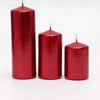 Свеча столбик 5&times;7.5, 10, 15 см, набор 3 шт., красный металлик