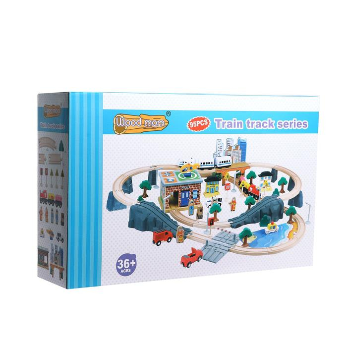Деревянная игрушка &laquo;Железная дорога&raquo; 95 деталей, 52,5&times;33&times;12,5 см