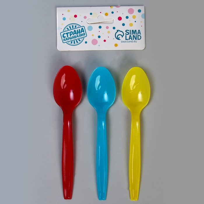 Ложки пластиковые, 6 шт., цвета МИКС Ложки пластиковые, 6 шт., цвета МИКС