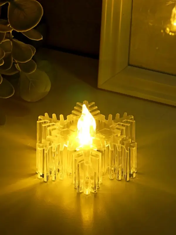 Светодиодная свеча LED RISALUX «Снежинка» 3хLR1130 прозрачный 7х7х4,5 см