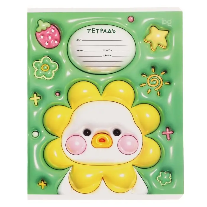 Тетрадь 12 листов в узкую линию на скрепке Inflated, обложка мелованный картон, ВД-лак, МИКС