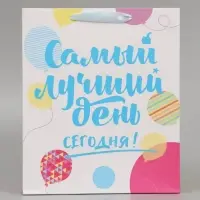Пакет подарочный ламинированный, упаковка, &laquo;Самый лучший день сегодня!&raquo;, ML 23&times;27&times;11.5 см