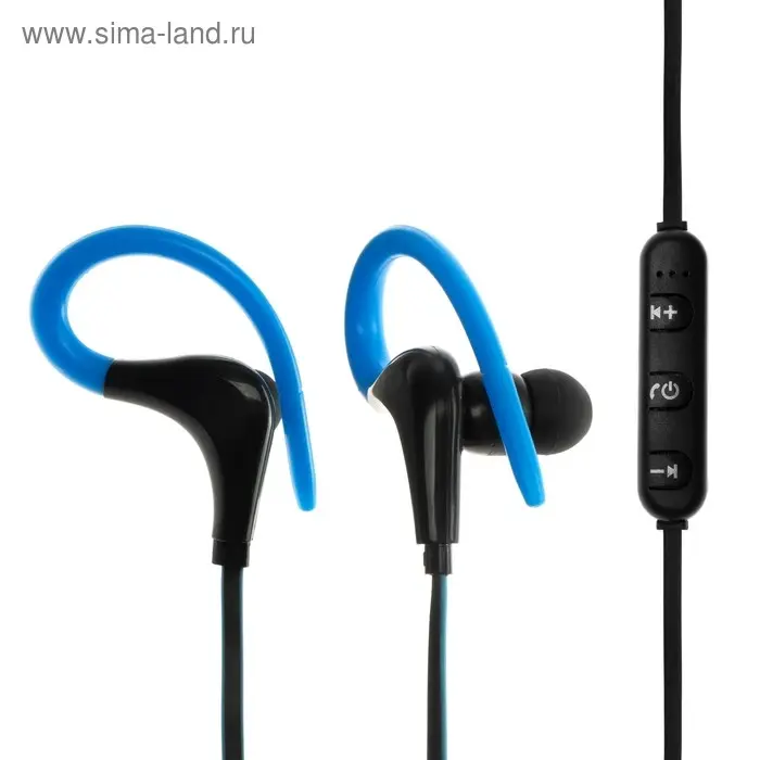 Наушники спортивные беспроводные, Luazon VBT 1.12, вакуумные, Bluetooth 4.1, с микрофоном, 80 мАч, чёрно-синие