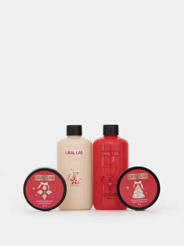 Подарочный набор новогодний в коробке дом: гель для душа 2 шт., соль и масло для душа, URAL LAB Подарочный набор новогодний в коробке дом: гель для душа 2 шт., соль и масло для душа, URAL LAB