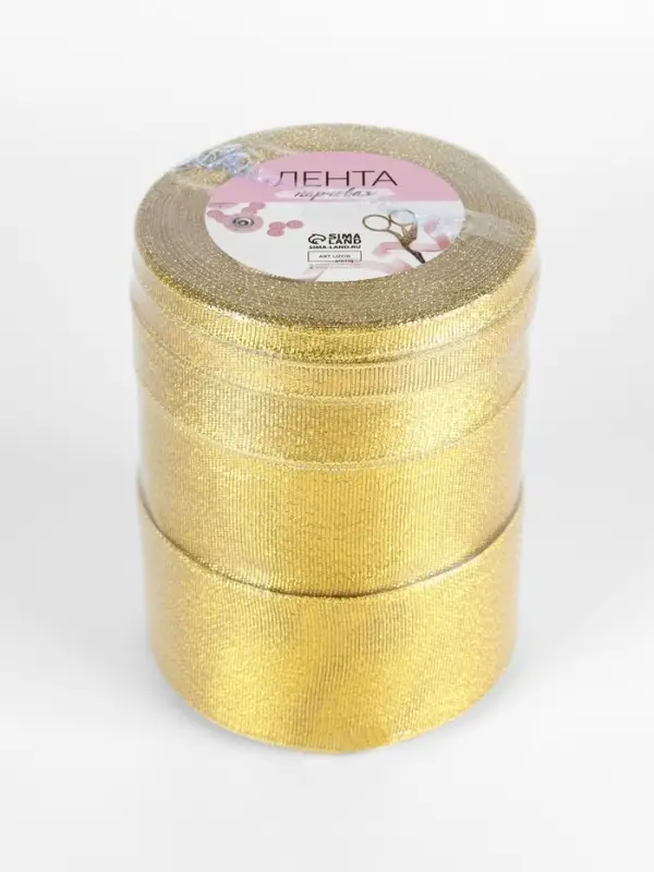 Набор парчовых лент, 5 шт., размер лент: 6/10/20/40/50 мм, 23&plusmn;1 м, цвет золотой
