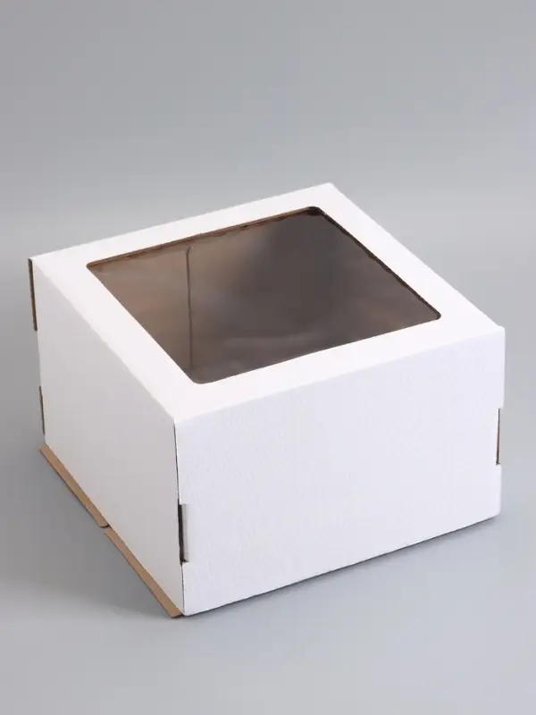 Коробка для торта, кондитерская, белая, с окном 30&times;30&times;19 см, Набор10 шт.