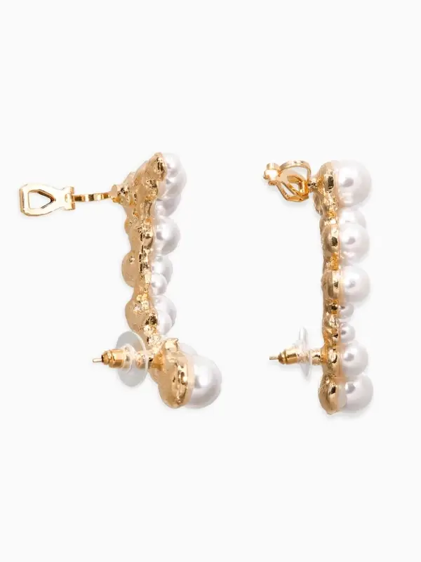 Серьга кафф &laquo;Жемчужное сокровище&raquo;, цвет белый в золоте