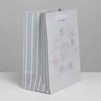 Пакет подарочный новогодний крафтовый «Happy new year!», 12 х 15 х 5.5 см