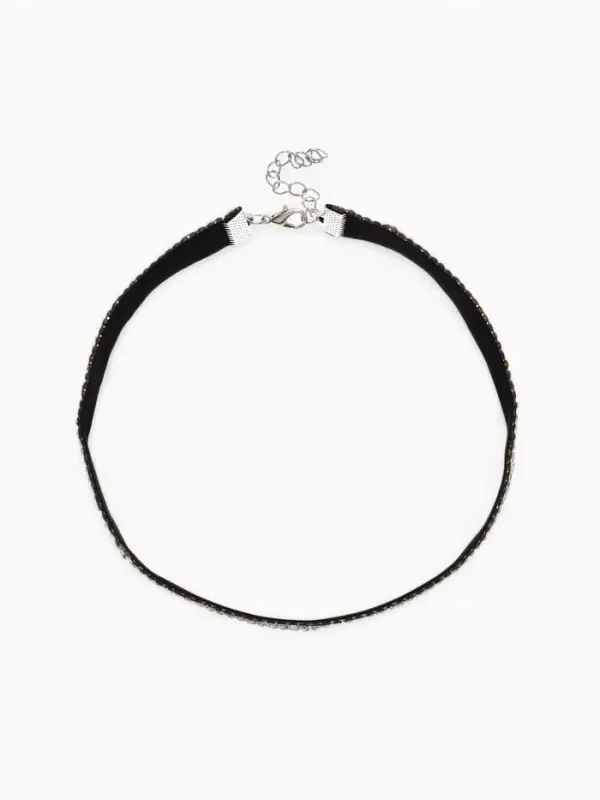 Чокер &laquo;Грация искр&raquo;, тонкий, цвет черно-серебряный, L=30 см