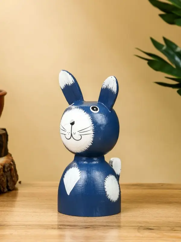 Набор сувенирный "Зайки" дерево H 14, 12, 9 см, цв. синий