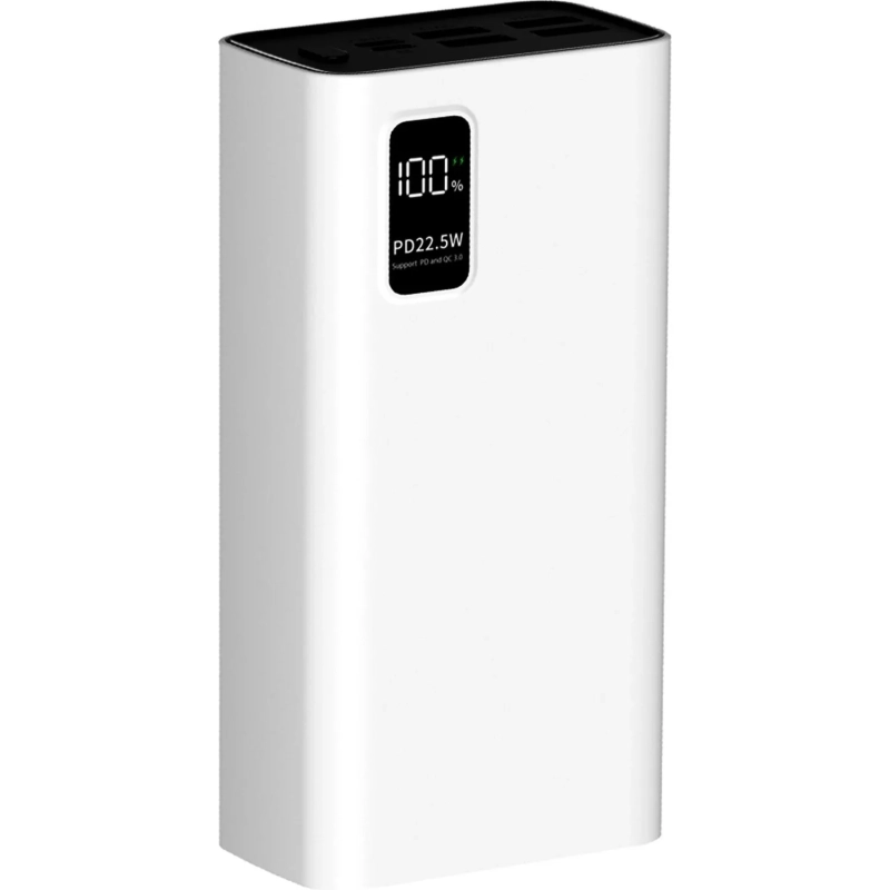 Внешний аккумулятор PERO PB07 30000 mAh,Li-Pol,output USB-C + 4USB-A,белый