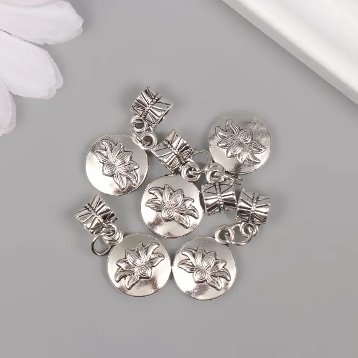 Бейл с подвеской металл для творчества Бейл с подвеской металл для творчества "Лотос" серебро 2,7х1,4 см