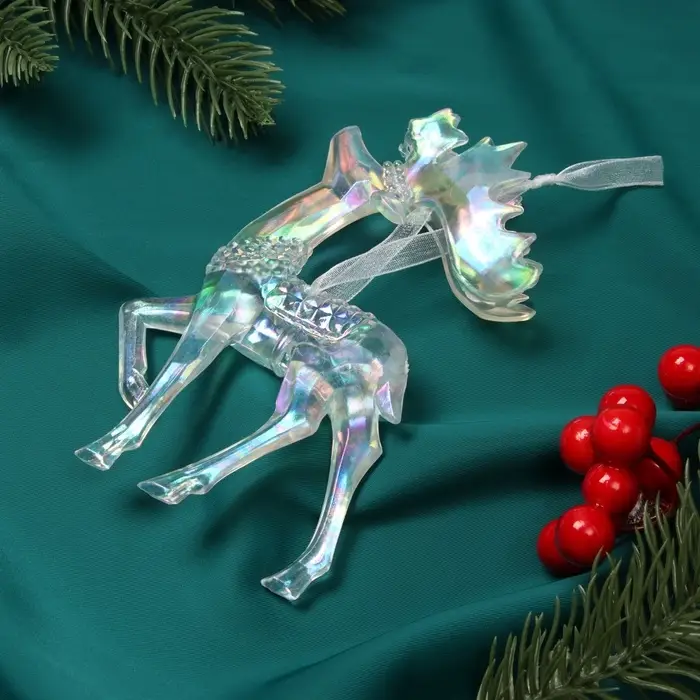 Ёлочная игрушка &laquo;Зимнее волшебство. Гордый олень&raquo;, 13&times;8 см, прозрачный перелив