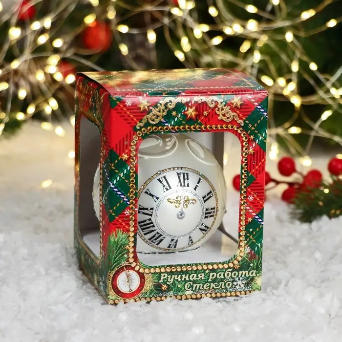 Шар новогодний  "Часы"  h- 8 см
