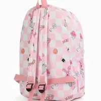 Рюкзак школьный на молнии, с карманами, в клетку, 28&times;11.5&times;40 см, розовый