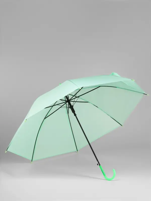 Зонт - трость полуавтоматический &laquo;Однотонный&raquo;, 8 спиц, R=46/55 см, d=92 см, зелёный