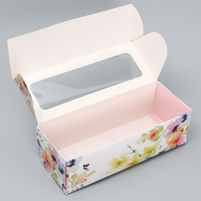 Кондитерская упаковка, коробка для кекса с окном, «Цветочная гамма», 26 х 10 х 8 см Кондитерская упаковка, коробка для кекса с окном, «Цветочная гамма», 26 х 10 х 8 см