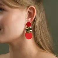 Серьги металл &laquo;Азелия&raquo;, круги, трио, красные в золоте