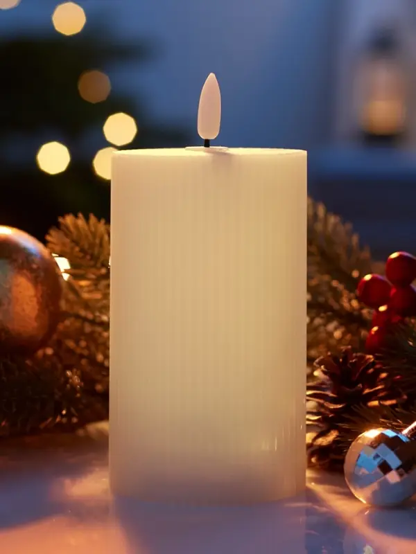 Светодиодная свеча восковая "Белая рифленая", 15x7 см, АААx3 (не в компл.), Т/БЕЛЫЙ