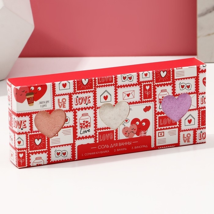 Подарочный набор косметики Love, соль для ванны 3 х 100 г, ЧИСТОЕ СЧАСТЬЕ Подарочный набор косметики Love, соль для ванны 3 х 100 г, ЧИСТОЕ СЧАСТЬЕ