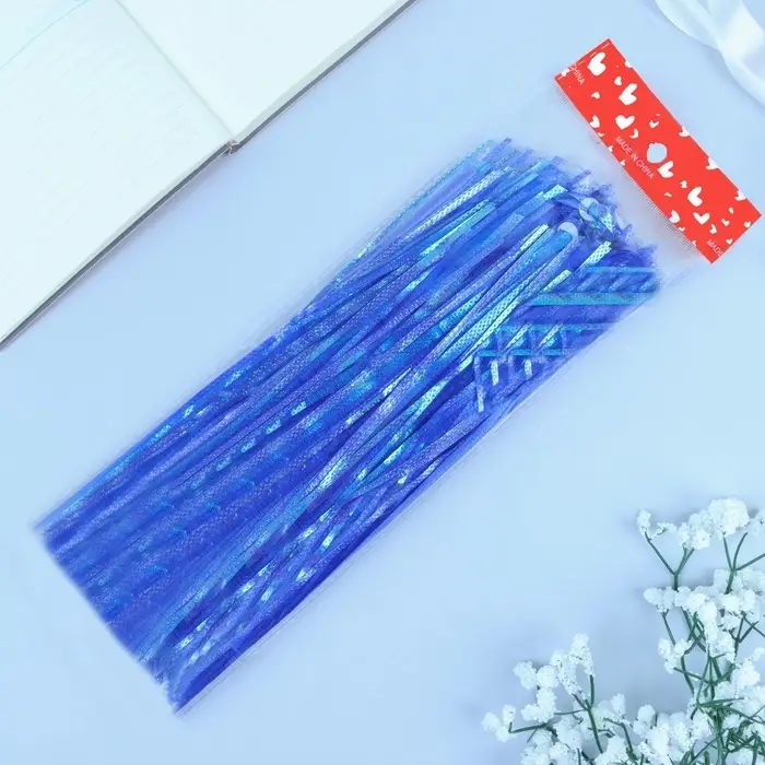 Подарочный бант - шар №10 &laquo;Полоски&raquo;, синий, для упаковки подарков