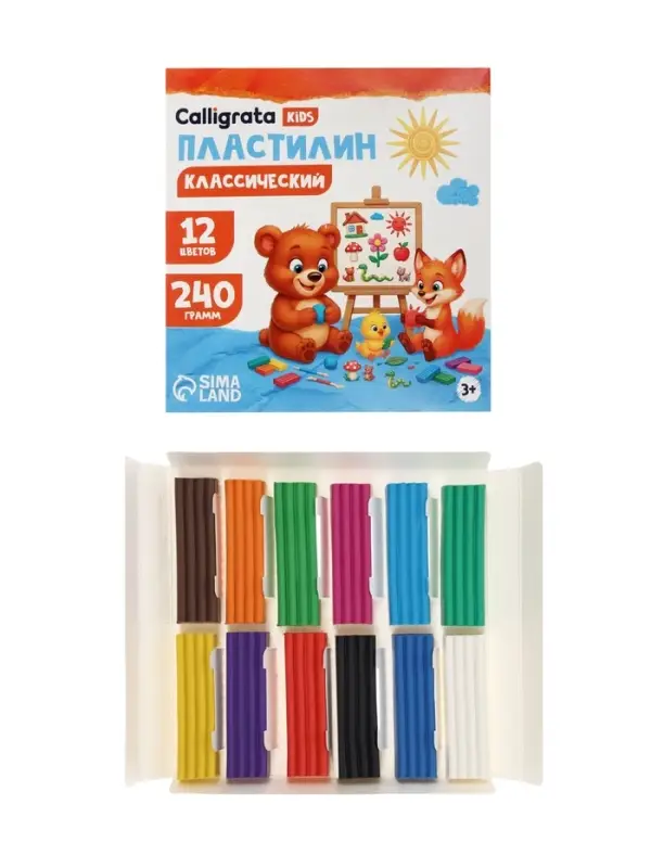 Пластилин Calligrata &laquo;Классический&raquo;, 12 цветов, 240 г