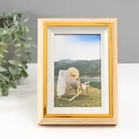 Фоторамка для фото 10&times;15 см &laquo;Стефания&raquo;, пластик, св. дерево с белым, 4.4&times;15&times;20 см