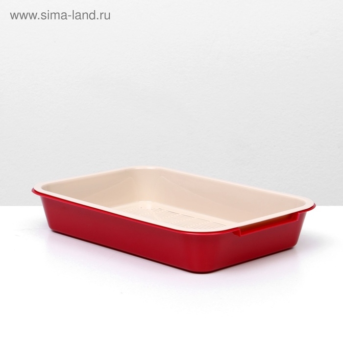 Туалет средний с сеткой 36 х 26 х 6,5 см, бежевый/красный Туалет средний с сеткой 36 х 26 х 6,5 см, бежевый/красный