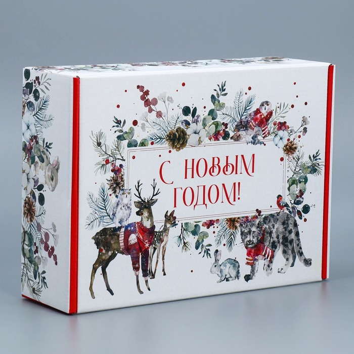 Коробка подарочная новогодняя складная «Новогодняя акварель», 30,7 х 22 х 9,5 см, Новый год Коробка подарочная новогодняя складная «Новогодняя акварель», 30,7 х 22 х 9,5 см, Новый год