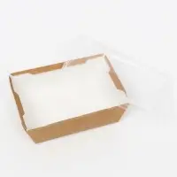 Салатник одноразовый, контейнер с прозрачной крышкой, крафт, 0.4 л, 14.5&times;9.5&times;4, 5 см