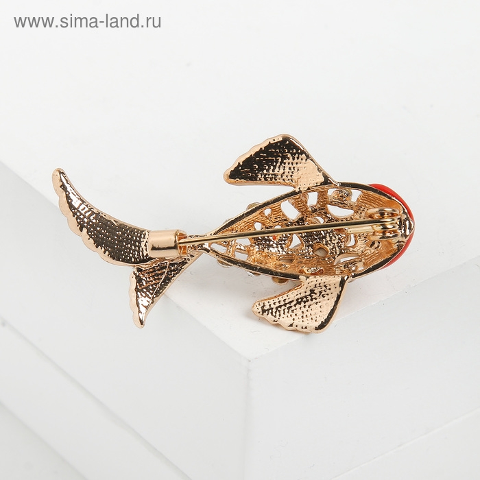 Брошь «Рыбка», цвет оранжево-белый в золоте Брошь «Рыбка», цвет оранжево-белый в золоте