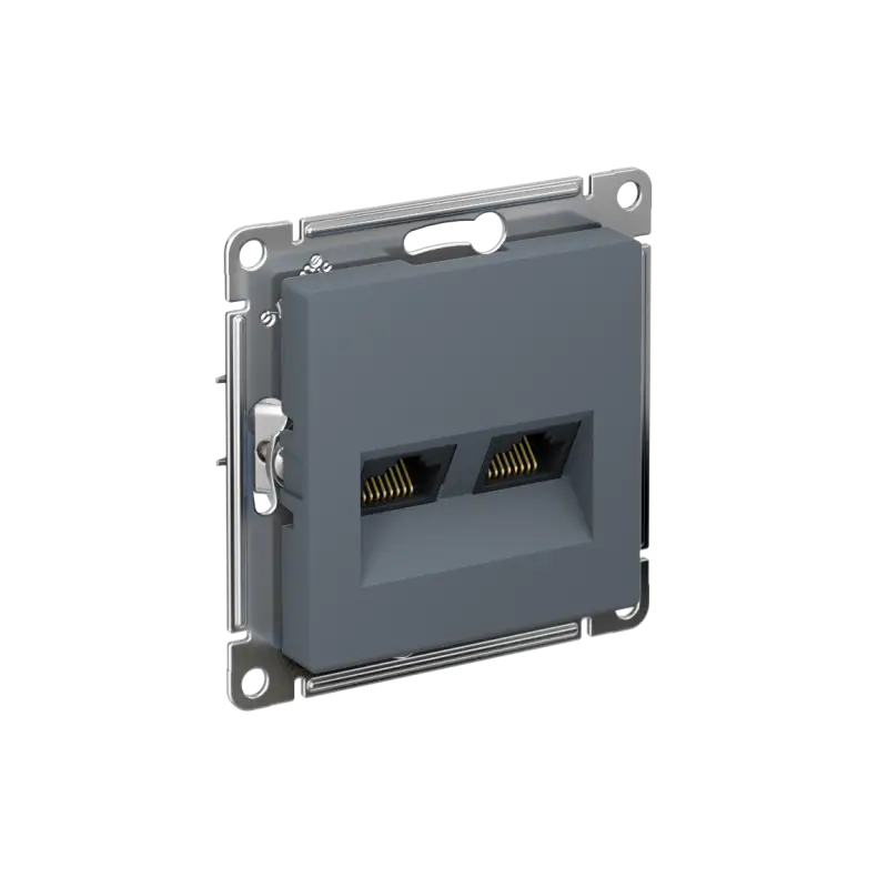 Розетка ATLASDESIGN двойная компьютерная RJ45+RJ45 категория 5E механизм грифель