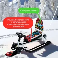 Снегокат &laquo;Тимка спорт 6&raquo;, со спинкой, с родительской ручкой, белый, чёрный, ТС6/ГФ Nika