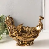 Подставка для мелочей "Девушка с драконом" 20,5х32х17 см, бронза