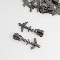 Бегунок для металлической молнии, №5, &laquo;Самолёт&raquo;, 10 шт., цвет чёрный никель