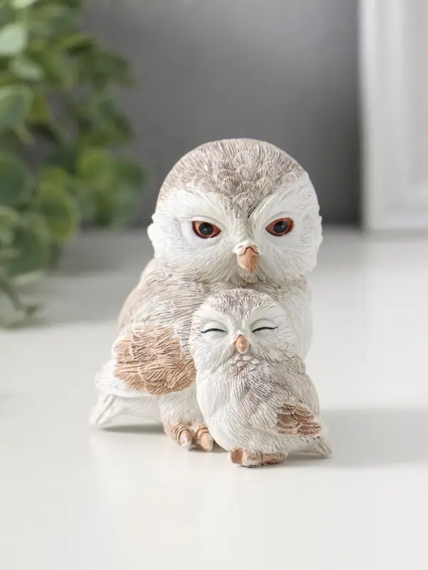 Фигурка полистоун &laquo;Белая сова с совёнком&raquo;, 8&times;6&times;8.5 см