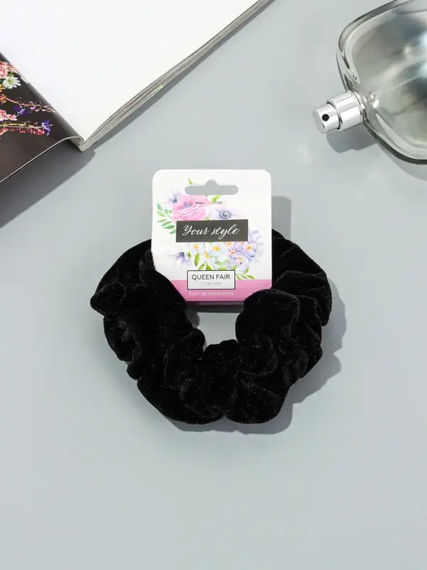 Резинка для волос «Орбита», дэемма бархат, 10 см, чёрная