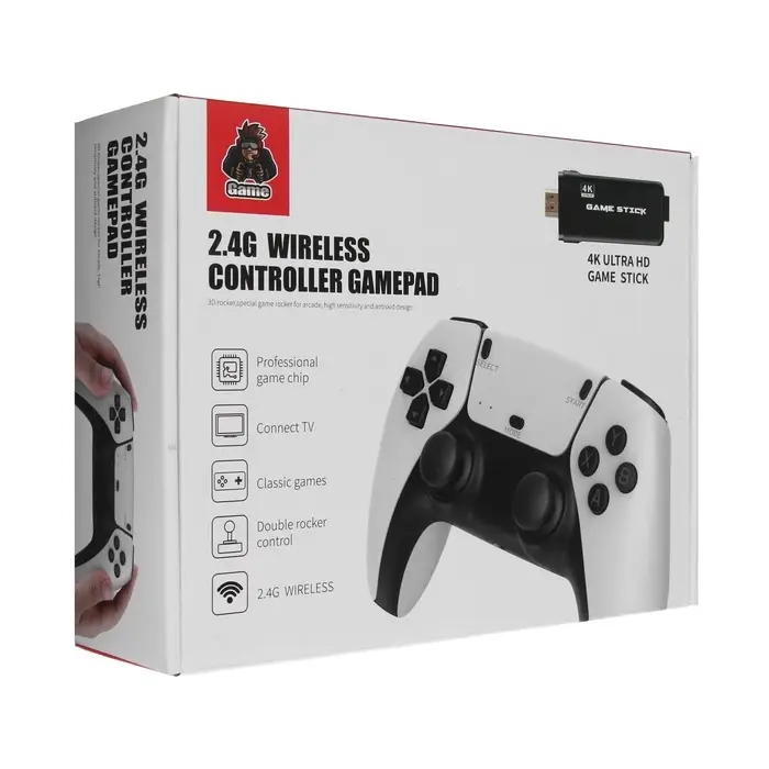 Игровая приставка M8Pro, 8/16/32 бита, 64 ГБ, HDMI, microSD, 2 беспроводных джойстика, чёрная