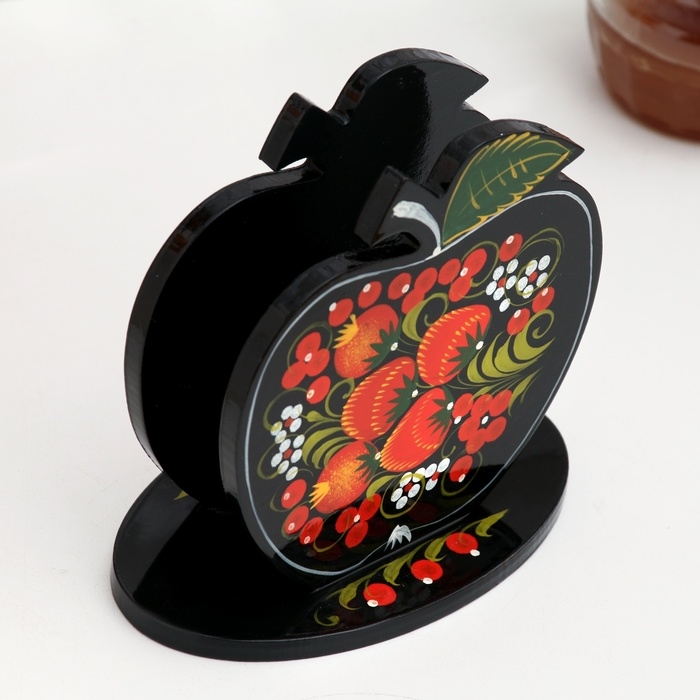 Салфетница «Яблоко», 7 х 12 см, хохлома Салфетница «Яблоко», 7 х 12 см, хохлома