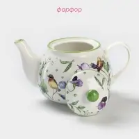 Заварочный чайник Доляна &laquo;Зелёный сад&raquo;, 900 мл, фарфор, белый