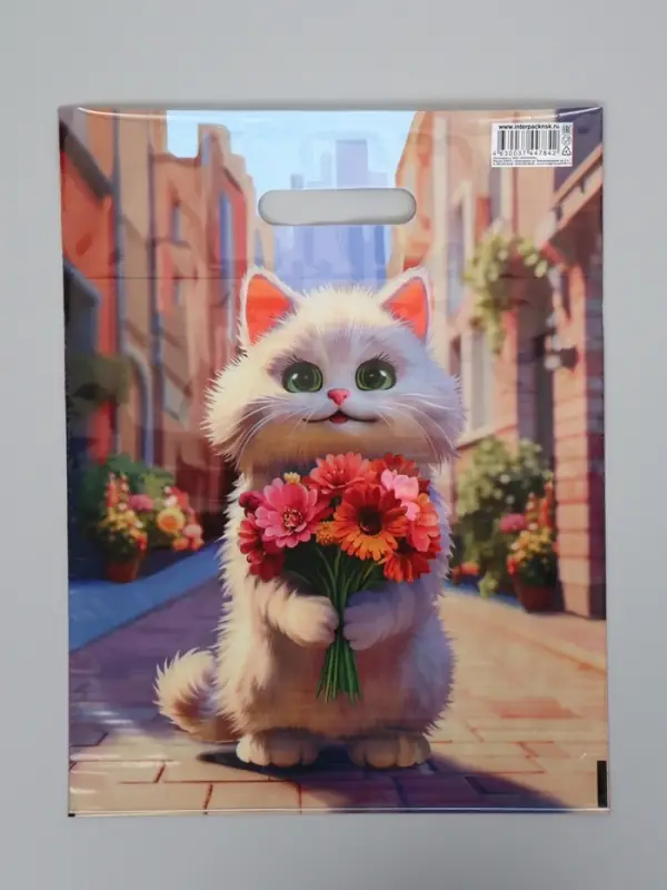 Пакет "Персик", полиэтиленовый с вырубной ручкой, 31х40 см, 60 мкм