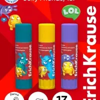 Клей-карандаш, ErichKrause EasyStick Jolly Friends, PVP, экономичный расход, 13 г, МИКС