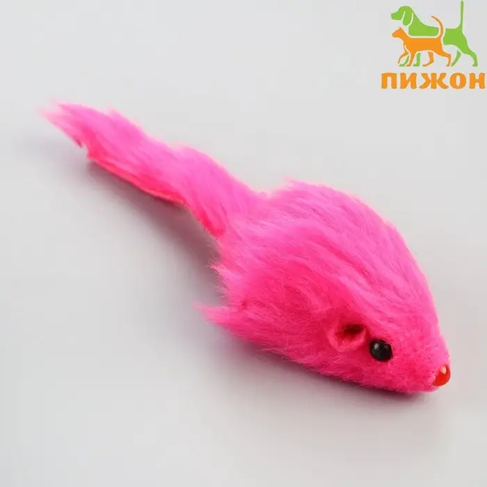 Мышь меховая однотонная 6,5 см, розовая Мышь меховая однотонная 6,5 см, розовая