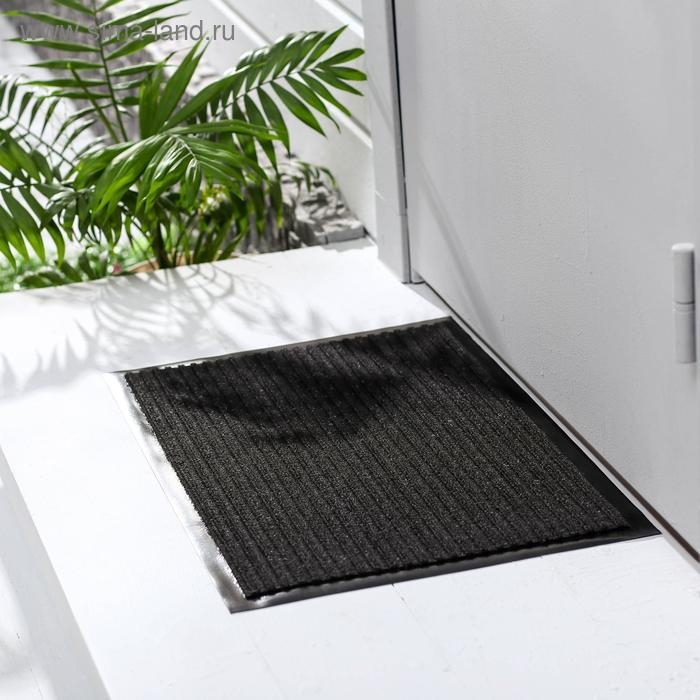 Коврик придверный влаговпитывающий, ребристый, «Стандарт», 120×150 см, чёрный Коврик придверный влаговпитывающий, ребристый, «Стандарт», 120×150 см, чёрный