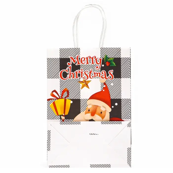 Пакет бумажный подарочный новогодний крафт «Дед Мороз с подарками» 15×21×8 см Пакет бумажный подарочный новогодний крафт «Дед Мороз с подарками» 15×21×8 см