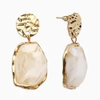Серьги "Стиль камня", цвет белый в золоте Серьги "Стиль камня", цвет белый в золоте
