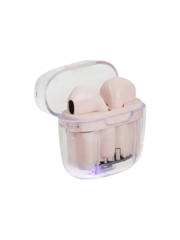 Наушники беспроводные Mybit Pro13, TWS вкладыши, Bluetooth 5.0, 30/180 мАч, розовые в прозрачном кейсе