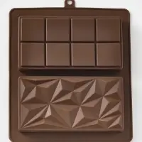 Форма для дубайского шоколада Доляна &laquo;Квадраты, пирамиды&raquo;, 2 плитки, 21&times;19&times;2.5 см, силикон, коричневая