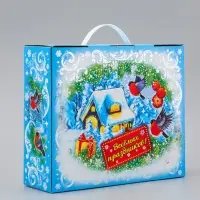 Коробка Новогодняя подарочная "Снегири" 29 х 24,5 х 9,5 см